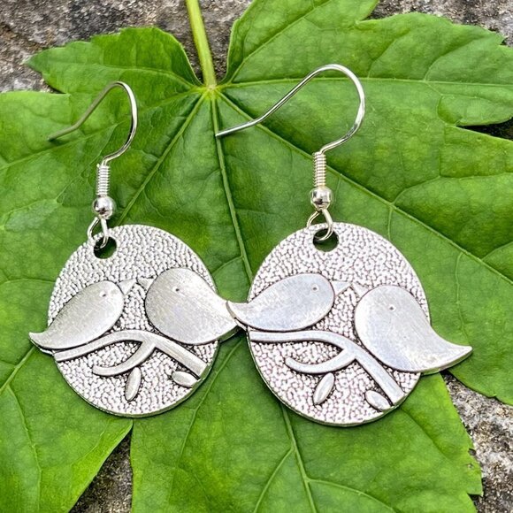 Boutique Jewelry - Love Bird Drop Earrings Antique Silver